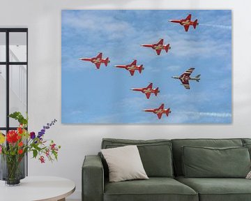 Patrouille de Suisse in formatie met Hawker Hunter.