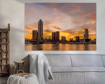 Skyline Rotterdam during sunset by RH Fotografie