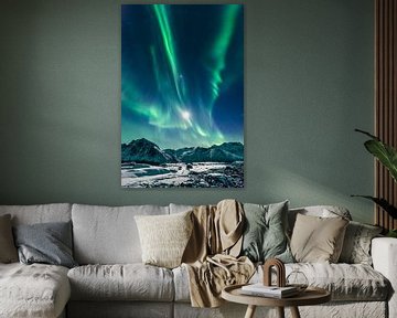 Nordlichter Aurora Borealis am Nachthimmel über Nordnorwegen von Sjoerd van der Wal Fotografie