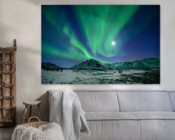 Nordlichter Aurora Borealis am Nachthimmel über Nordnorwegen von Sjoerd van der Wal Fotografie