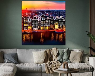 Amsterdamse pakhuizen tijdens golden hour van Edsard Keuning