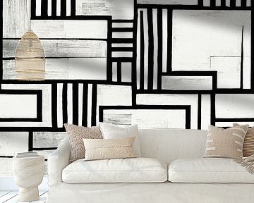 Schwarz-weißes Art-déco-Muster #II von Whale & Sons