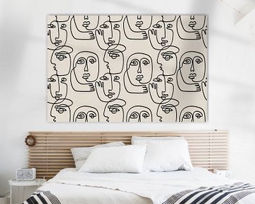 Abstract faces, so-called one line drawings, drawings from one line. by Studio Allee