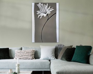 Stylized flower with gray background - Art Print by Lily van Riemsdijk - Art Prints with Color
