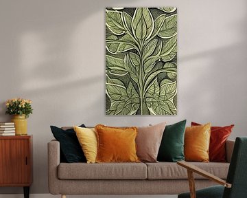 Botanical print - green stylized plant - decorative by Lily van Riemsdijk - Art Prints with Color