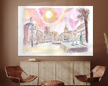 Valencia Spanje met Plaza de la Virgen en fontein van Markus Bleichner