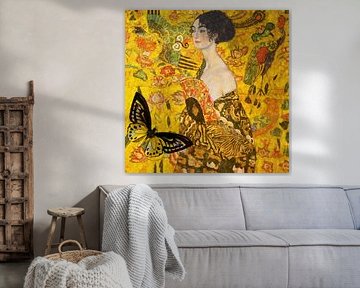 Lady with a fan, Gustav Klimt - with butterfly