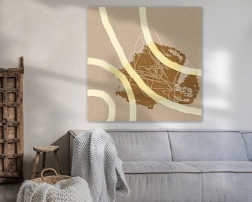 Abstract circles in pastel yellow, brown and white on beige by Dina Dankers