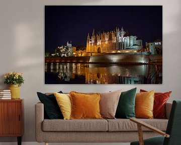 La cathédrale de Palma de Majorque de nuit sur t.ART