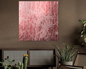 Abstracte Roze Zilveren Boom van Dina Dankers