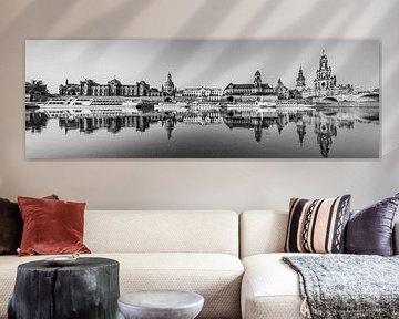 Photographie noir et blanc Panorama Skyline Dresde sur Werner Dieterich