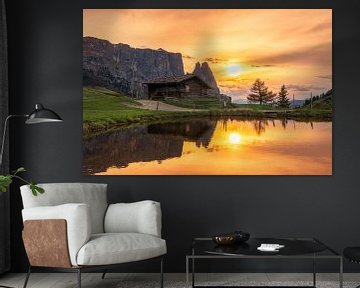 Mountain hut on the Alpe di Siusi in the Dolomites by Dieter Meyrl