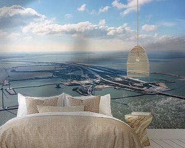 Die ehemalige Arbeitsinsel Neeltje Jans aus der Luft gesehen. von Jaap van den Berg