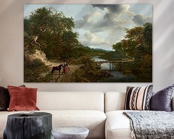 Landschap met voetgangersbrug, Jacob van Ruisdael