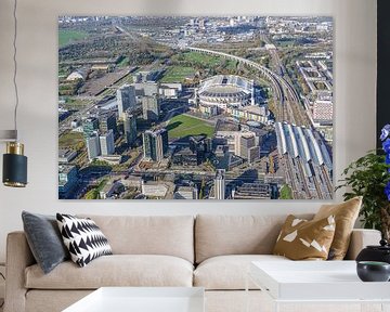 Amsterdam Bijlmer Arena vanuit de lucht gezien. van Jaap van den Berg