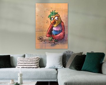 Grappige papegaai - vrolijke tekening uit de kids collectie van Emiel de Lange