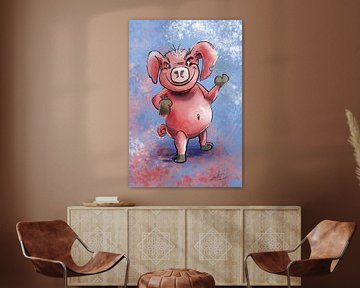 Funny artwork of a funny pig by Emiel de Lange