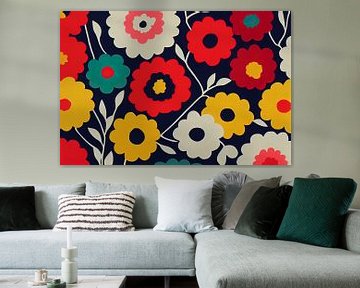 Colorful floral pattern in the style of Marimekko I by Whale & Sons