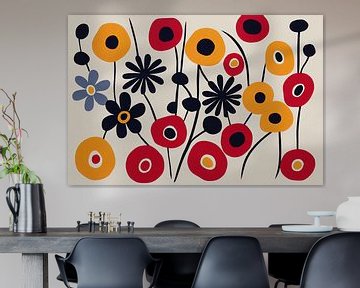 Kleurrijk bloemenpatroon in de stijl van Marimekko III van Whale & Sons