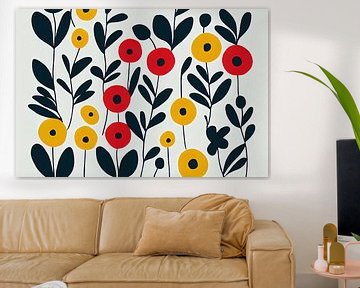 Kleurrijk bloemenpatroon in de stijl van Marimekko IV van Whale & Sons