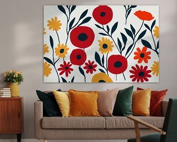 Colorful floral pattern in the style of Marimekko VII by Whale & Sons