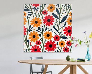 Colorful floral pattern in the style of Marimekko X by Whale & Sons