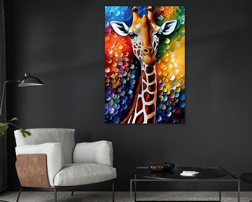 Portrait coloré d'une girafe sur Whale & Sons