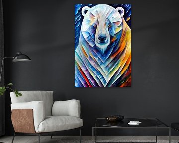 Portrait coloré d'un ours polaire sur Whale & Sons