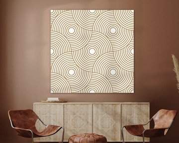 Japanese retro abstract geometric art in yellow on white 11 by Dina Dankers