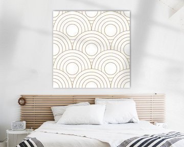 Abstract geometric illustration in  dark yellow ocher and white 7 by Dina Dankers