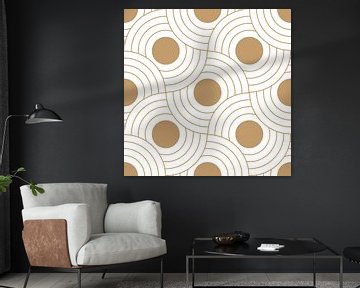 Abstract geometric illustration in  dark yellow ocher and white 15 by Dina Dankers