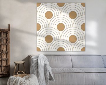 Abstract geometric illustration in  dark yellow ocher and white 6 by Dina Dankers