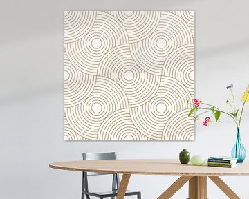 Abstract geometric illustration in  dark yellow ocher and white 5 by Dina Dankers
