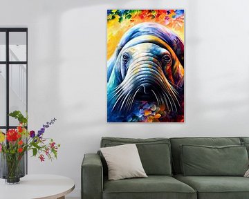 Portrait coloré d'un éléphant de mer sur Whale & Sons
