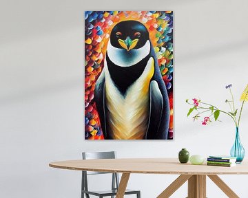 Colorful portrait of an Emperor Penguin by Whale & Sons.