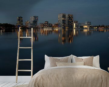 Night Vibes in Almere. Skyline in Blue. van Alie Ekkelenkamp