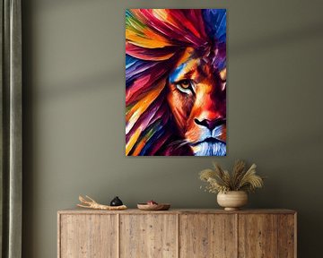 Colorful portrait of a lion by Whale & Sons