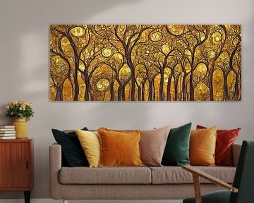 An enchanted forest in the style of Gustav Klimt by Whale & Sons