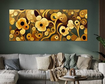 Een patroon van bloemen de stijl van Gustav Klimt van Whale & Sons