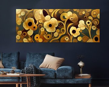 Een patroon van bloemen de stijl van Gustav Klimt van Whale & Sons.