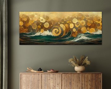 A raging sea in the style of Gustav Klimt by Whale & Sons