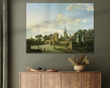 De kerk van St. Severin in Keulen in een denkbeeldige omgeving, Jan van der Heyden