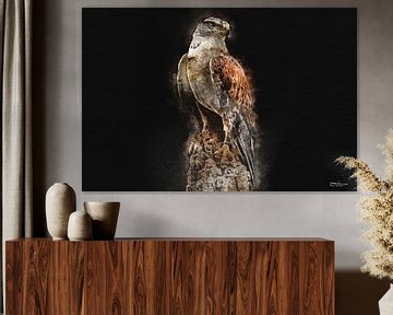 Digitale Kunst / Aquarell eines Adlers auf einem Felsen von Gelissen Artworks