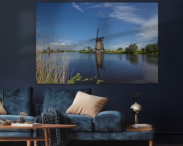 Historische Nederlandse windmolens op de polders in Kinderdijk, Zuid-Holland, Nederland, UNESCO-were van Tjeerd Kruse