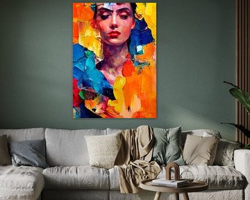 Abstract en levendig portret van een vrouw, deel 4 van Maarten Knops