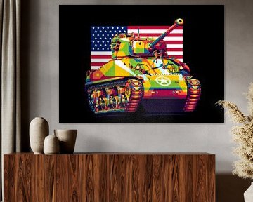 M4 Sherman 76mm kanon in WPAP Illustratie van Lintang Wicaksono