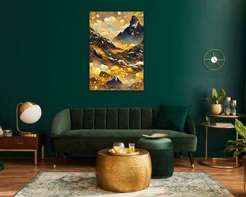 Un paysage de montagne alpine dans le style de Gustav Klimt sur Whale & Sons