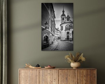 St. Clement's Kerk, Karlova, in Praag - Monochroom van Melanie Viola