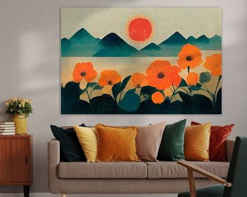 Orange Flowers and Blue Mountains von treechild .