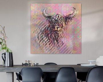 Kleurige stier - modern kunstwerk van Emiel de Lange